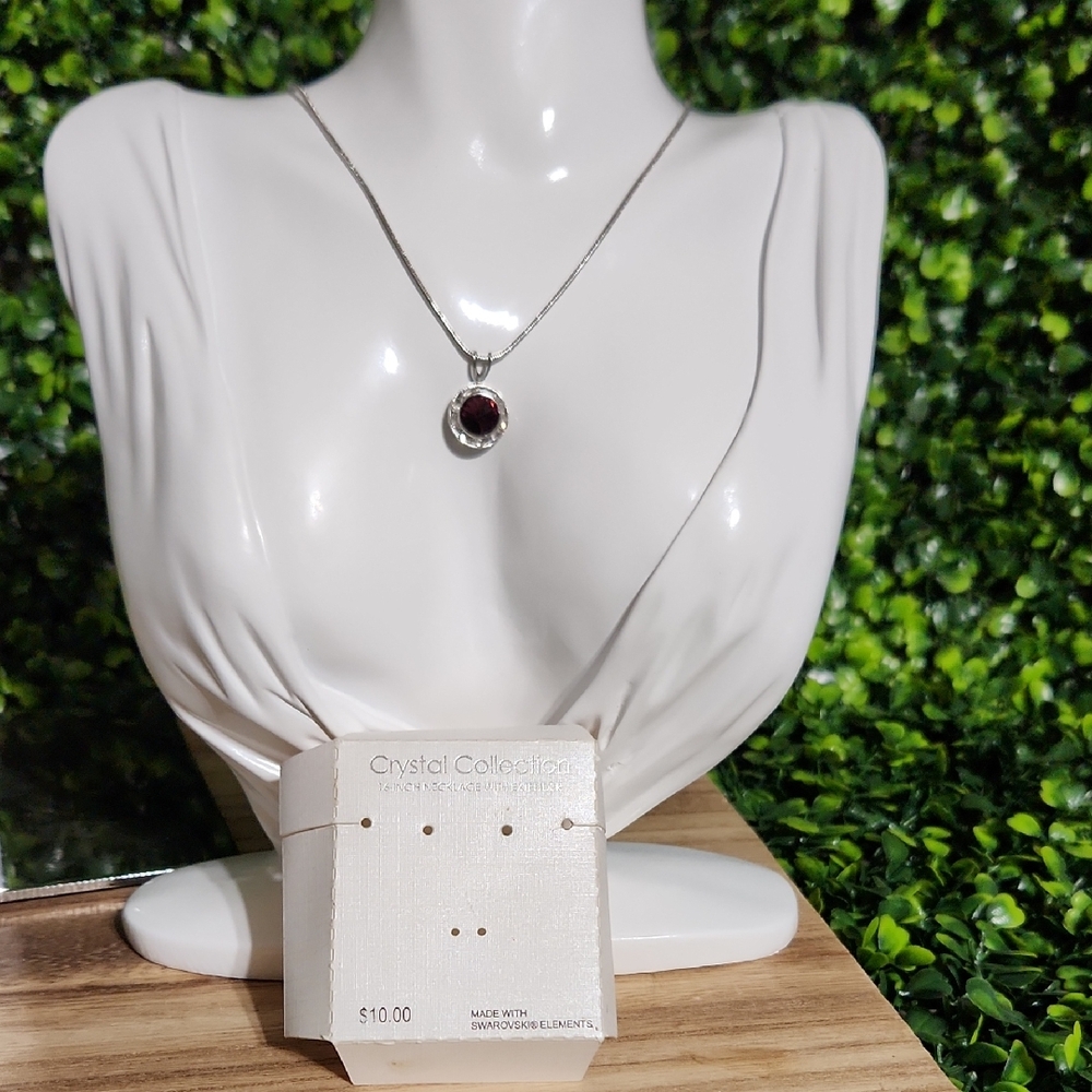 Silver Red Gemstone Necklace